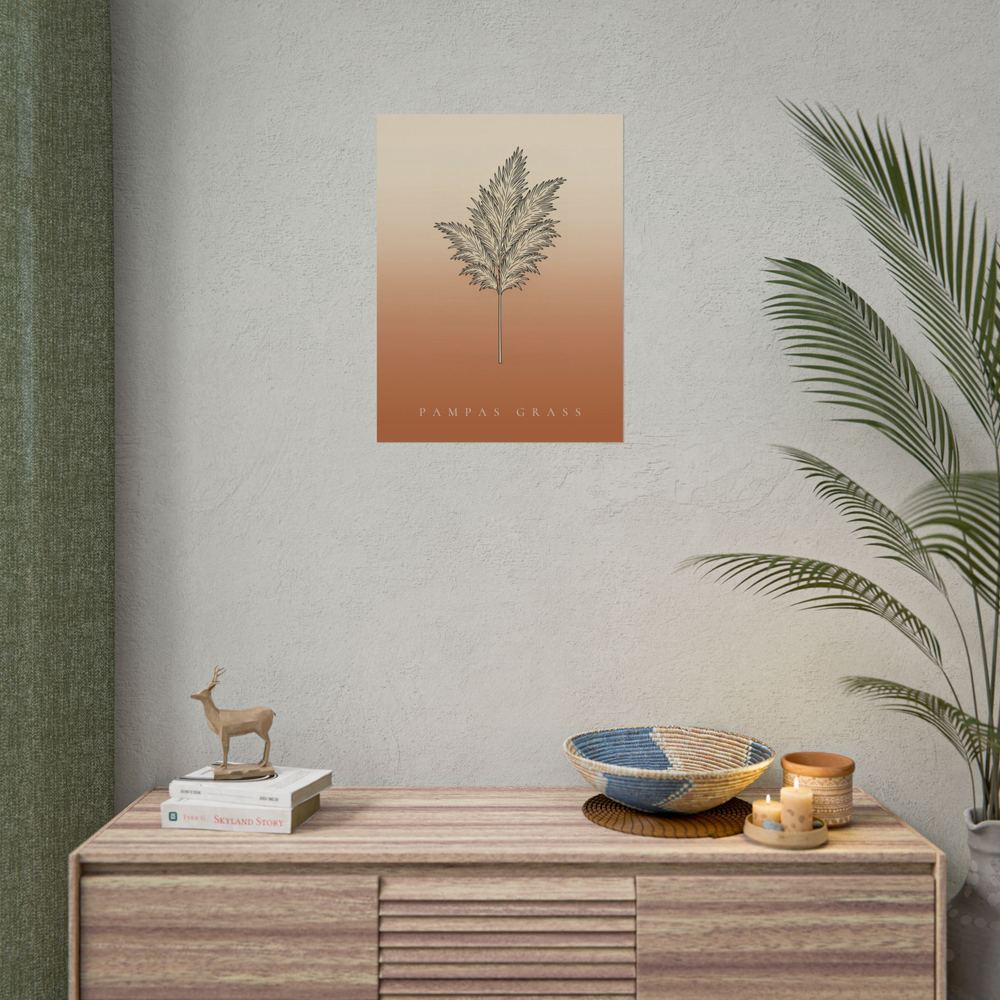 Pampasgras-Poster über einem Sideboard